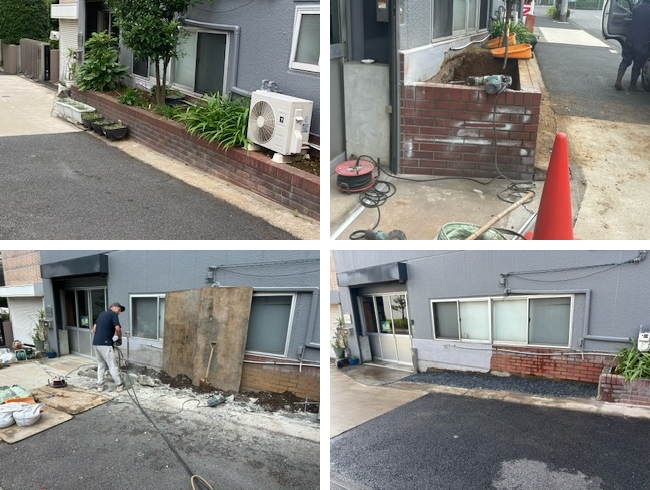 レンガの花壇を撤去